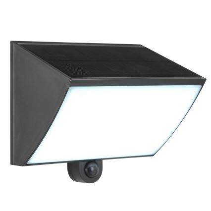 Brilliant - LED solarny kinkiet z czujnikiem SIERRA LED/6W/3,7V 2700/4000/6500K 2000 mAh IP54 czarny
