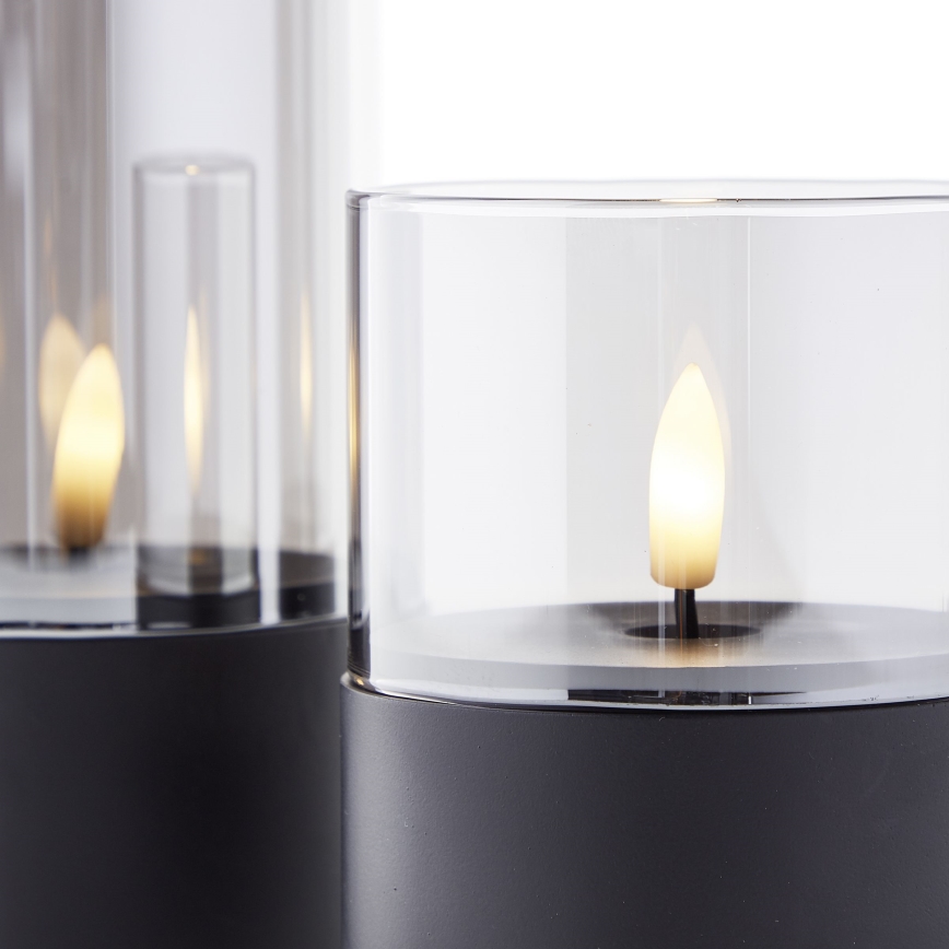 Brilliant - ZESTAW 3x ŚWIEC LED BOUGIE LED/2xAA IP44 czarne/przydymione