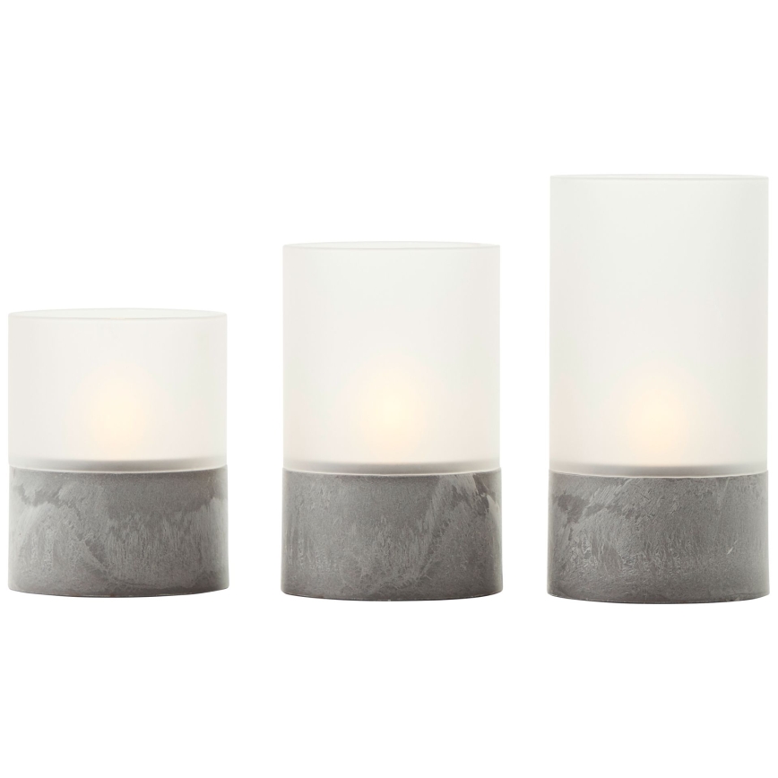 Brilliant - ZESTAW 3x świeca BOUGIE LED/2xAA IP44 szary/biały