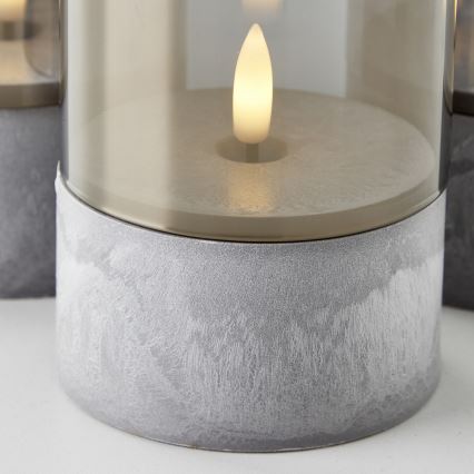 Brilliant - ZESTAW 3x świeczek LED BOUGIE LED/2xAA IP44 szary/dymny