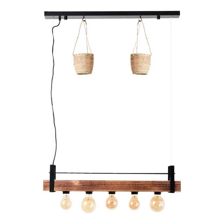 Brilliant - Żyrandol na lince BANKWOOD 5xE27/28W/230V topola