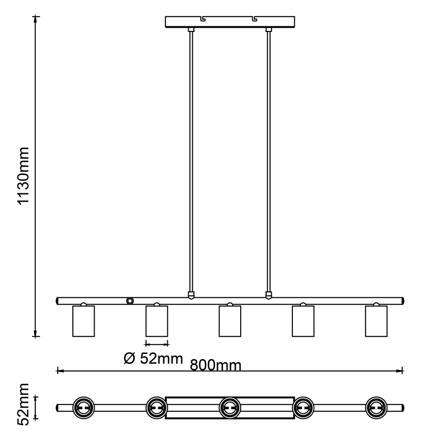 Brilliant - Żyrandol na linkach KERRY 5xE27/40W/230V czarny/bambus