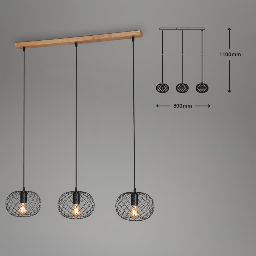 Brilo 4037-035 - Lampa wisząca na lince WINKI 3xE27/40W/230V