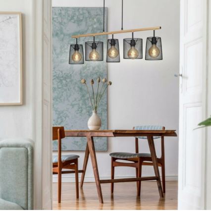 Brilo 4078-054 - Żyrandol na lince WOOD & STYLE 5xE27/60W/230V