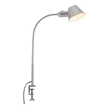 Brilo - Elastyczna lampa biurkowa z klipsem, 1xE27/10W/230V, srebrna