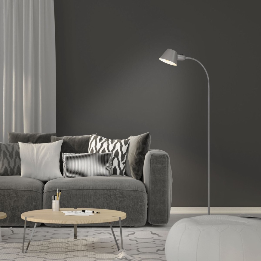Brilo - Elastyczna lampa podłogowa 1xE27/10W/230V srebrny