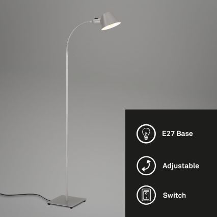 Brilo - Elastyczna lampa podłogowa 1xE27/10W/230V srebrny