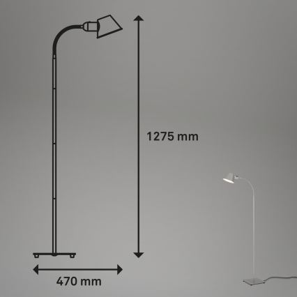 Brilo - Elastyczna lampa podłogowa 1xE27/10W/230V srebrny