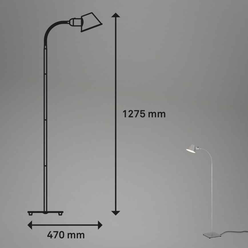 Brilo - Elastyczna lampa podłogowa 1xE27/10W/230V srebrny