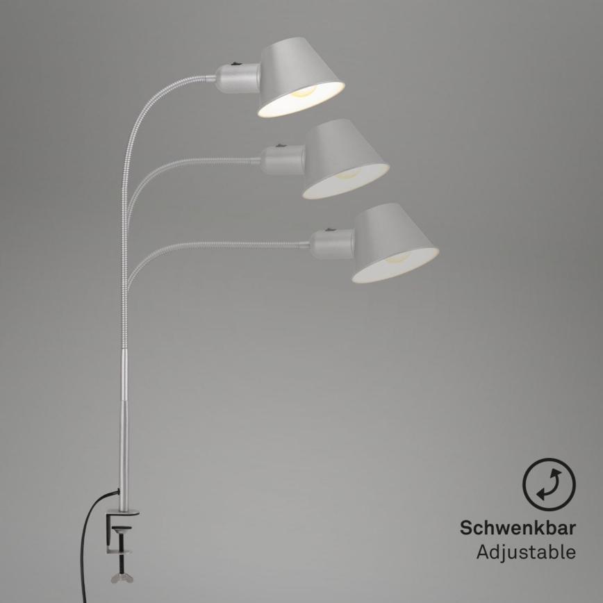 Brilo - Elastyczny Lampa stołowa z klipsem 1xE27/10W/230V srebrny