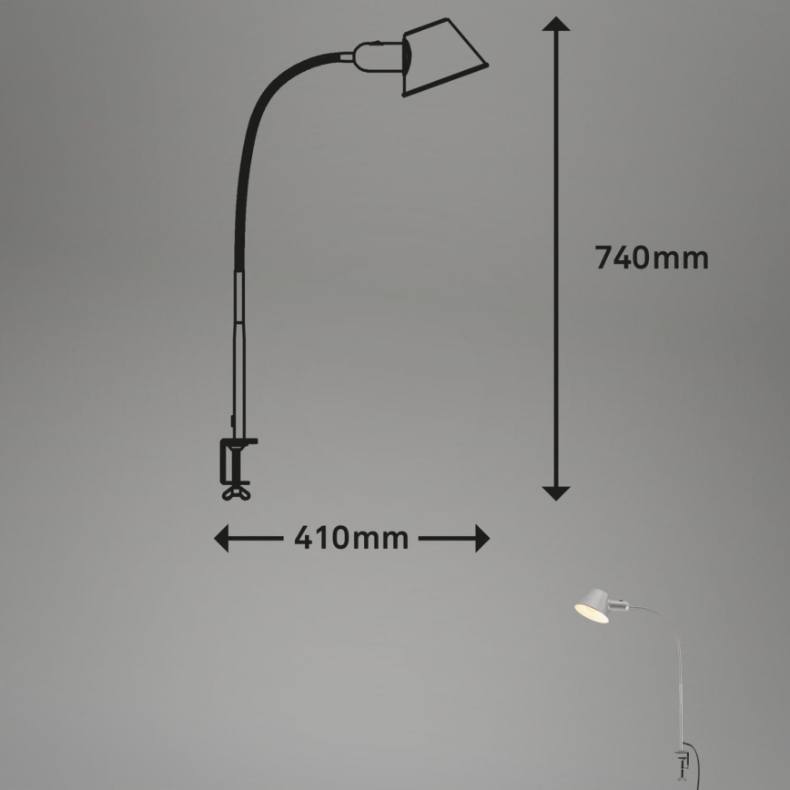 Brilo - Elastyczny Lampa stołowa z klipsem 1xE27/10W/230V srebrny
