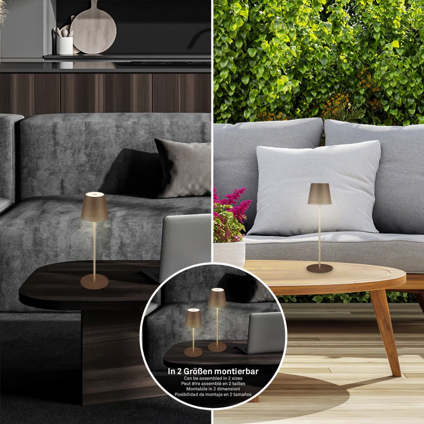 Brilo - LED ściemnialna ładowalna dotykowa zewnętrzna lampa stołowa KIKI LED/2,6W/5V IP44 2600 mAh brązowa