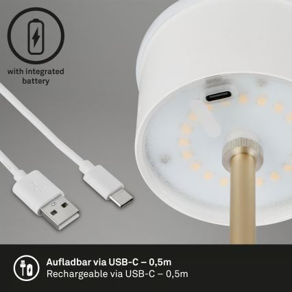 Brilo - LED ściemnialna ładowalna dotykowa zewnętrzna lampa stołowa KIKI LED/2,6W/5V IP44 2600 mAh brązowa
