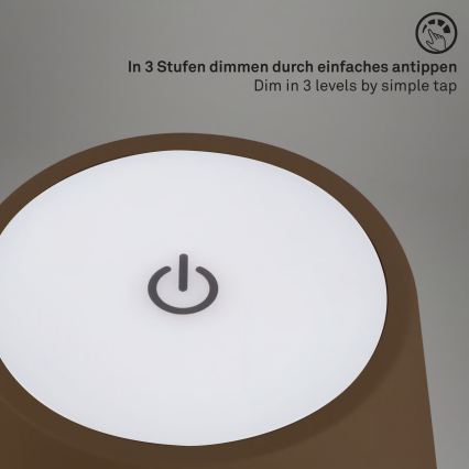Brilo - LED ściemnialna ładowalna dotykowa zewnętrzna lampa stołowa KIKI LED/2,6W/5V IP44 2600 mAh brązowa