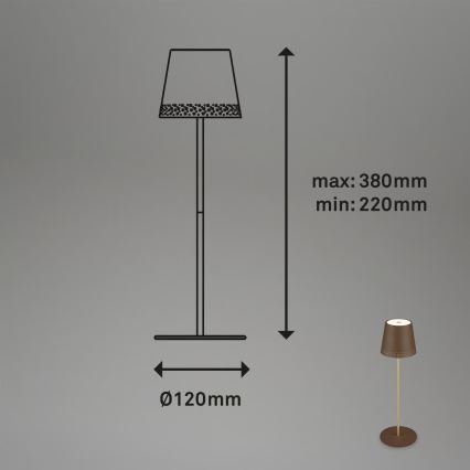 Brilo - LED ściemnialna ładowalna dotykowa zewnętrzna lampa stołowa KIKI LED/2,6W/5V IP44 2600 mAh brązowa