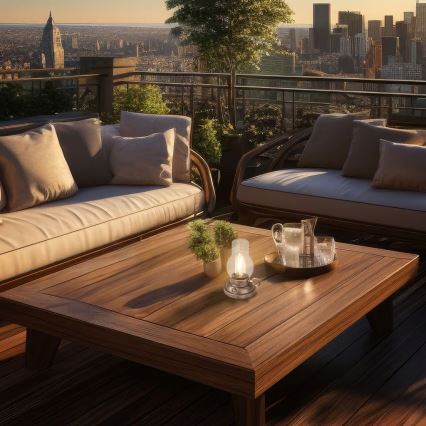 Brilo - LED ściemnialna zewnętrzna ładowalna lampa stołowa KANEA LED/1,5W/5V IP44 1200 mAh brązowa