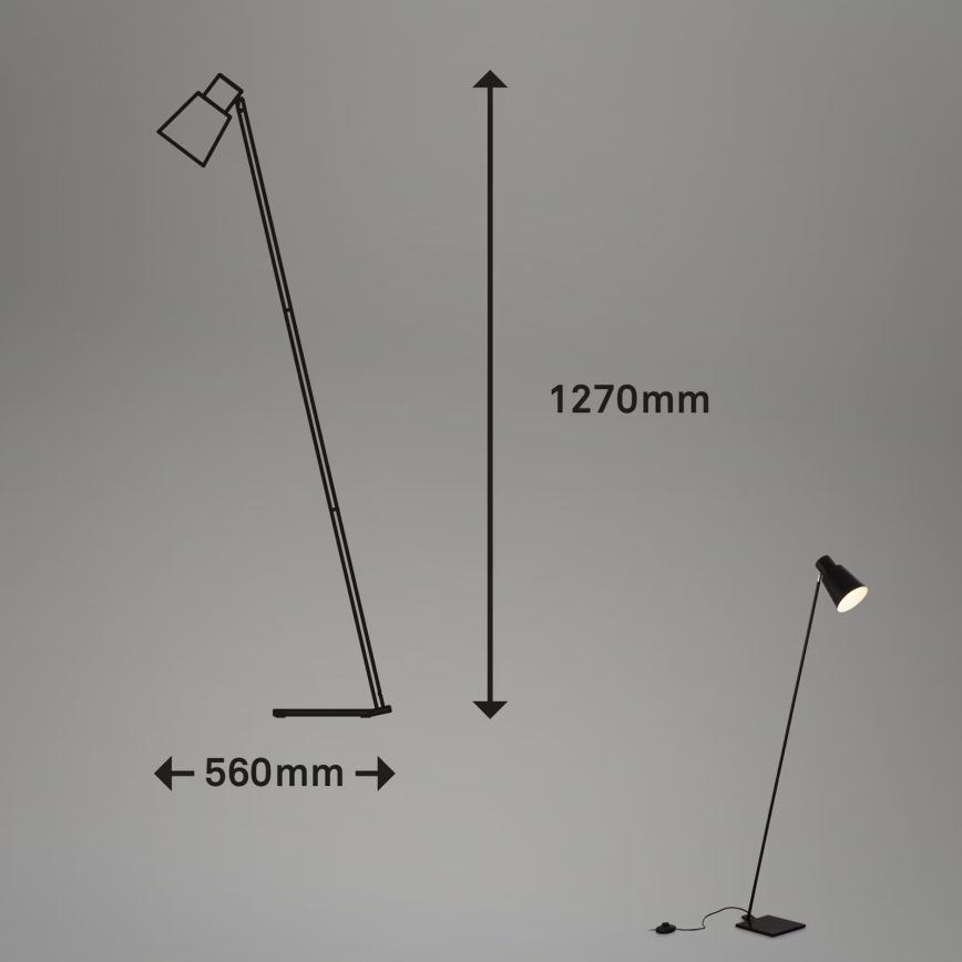 Brilo - Lampa podłogowa 1xE27/10W/230V czarny