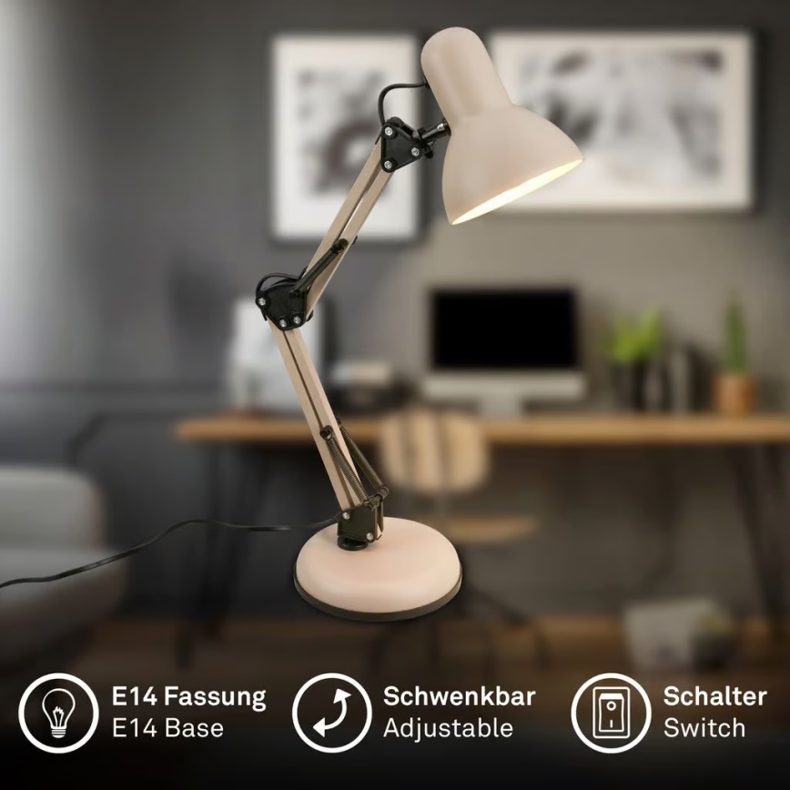 Brilo - Lampa stołowa PIXA 1xE14/25W/230V beżowa