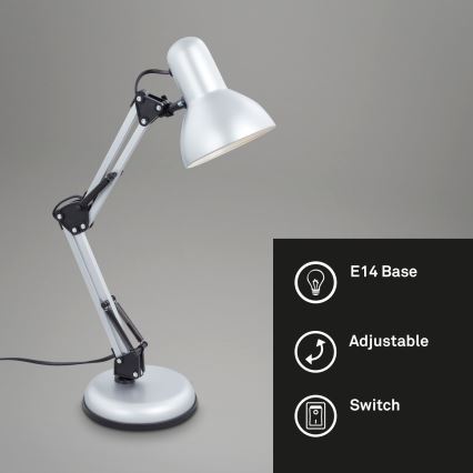 Brilo - Lampa stołowa PIXA 1xE14/25W/230V srebrna