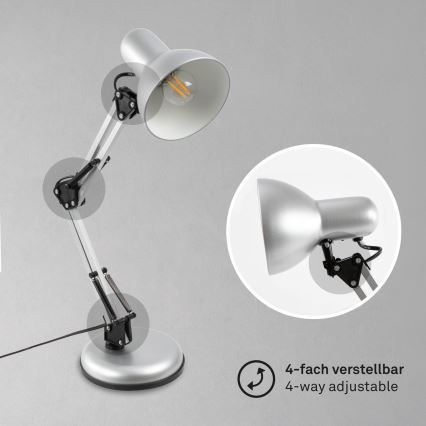 Brilo - Lampa stołowa PIXA 1xE14/25W/230V srebrna
