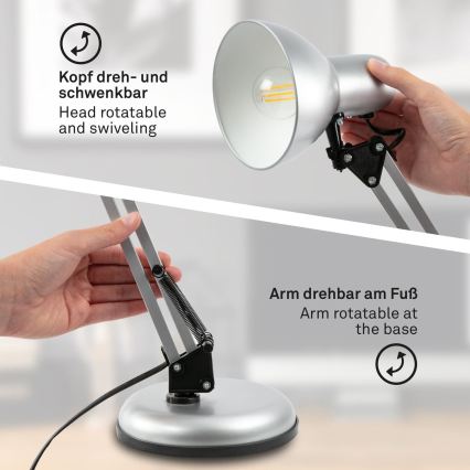 Brilo - Lampa stołowa PIXA 1xE14/25W/230V srebrna