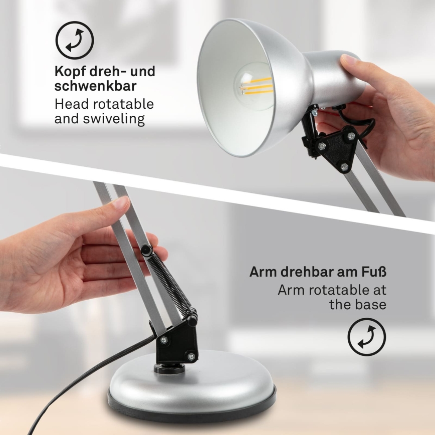 Brilo - Lampa stołowa PIXA 1xE14/25W/230V srebrna