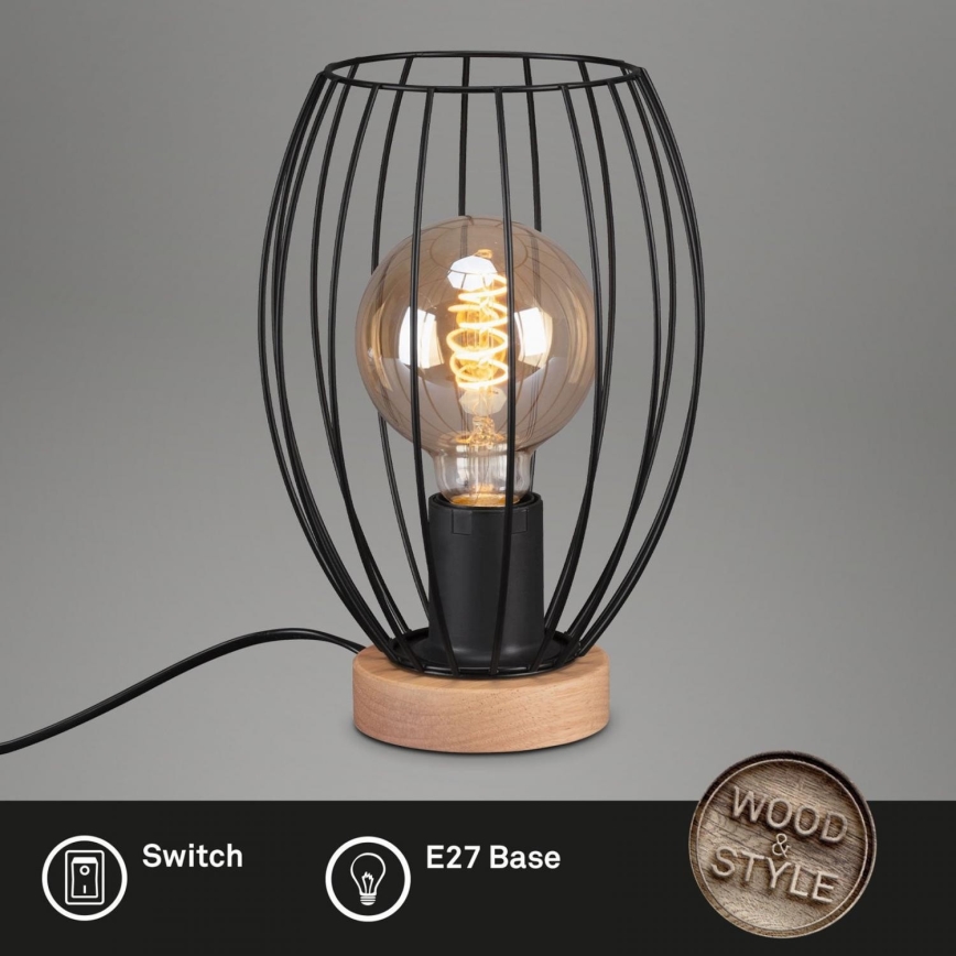 Brilo - Lampa stołowa WAKTU 1xE27/25W/230V kauczukowiec