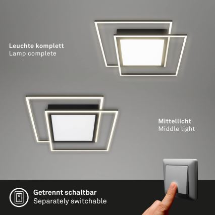 Brilo - Lampa sufitowa LED 2xLED/16W/230V + LED/19W 51,5x51,5 cm czarna