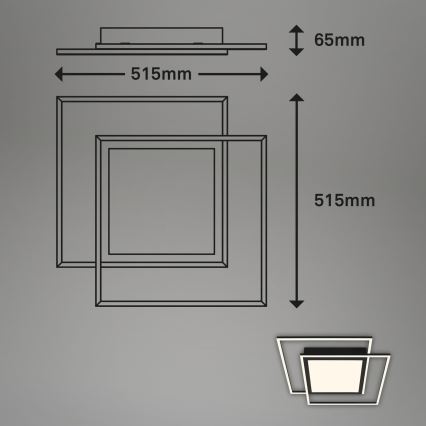 Brilo - Lampa sufitowa LED 2xLED/16W/230V + LED/19W 51,5x51,5 cm czarna