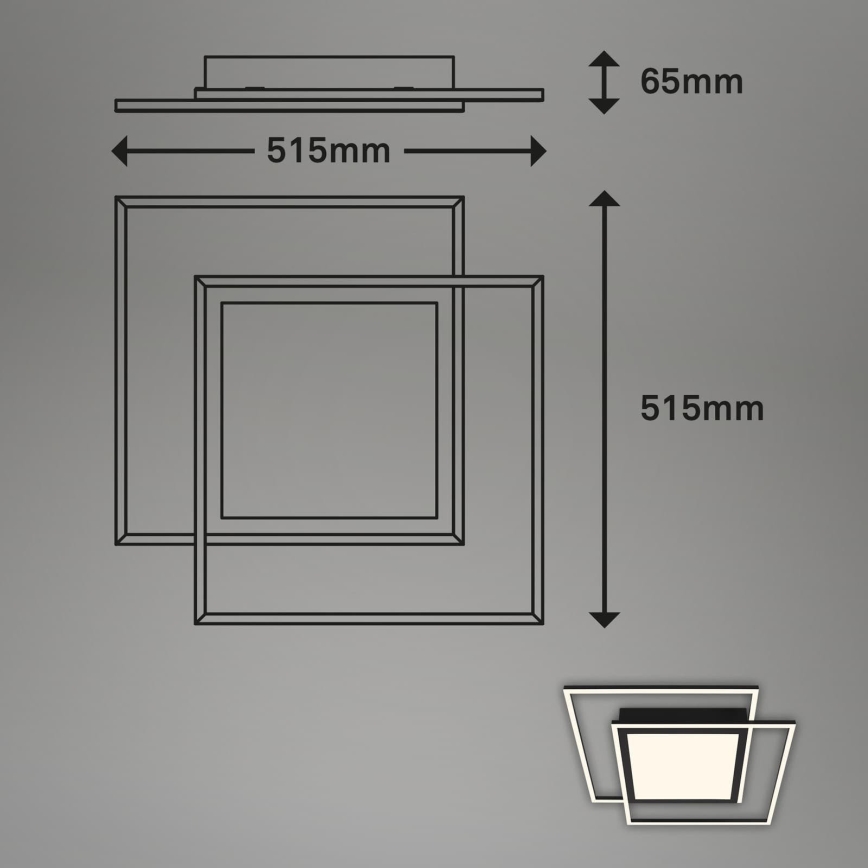 Brilo - Lampa sufitowa LED 2xLED/16W/230V + LED/19W 51,5x51,5 cm czarna