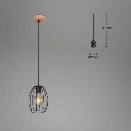 Brilo - Lampa wisząca na lince WAKTU 1xE27/60W/230V