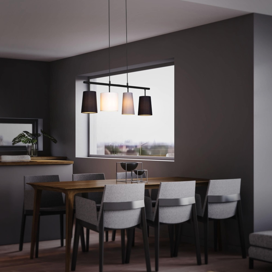 Brilo - Lampa wisząca na linkach 4xE27/40W/230V czarna/szara/biała