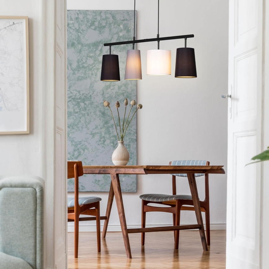 Brilo - Lampa wisząca na linkach 4xE27/40W/230V czarna/szara/biała