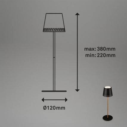 Brilo - ściemnialna ładowalna dotykowa zewnętrzna lampa stołowa KIKI LED/2,6W/5V IP44 2600 mAh czarna