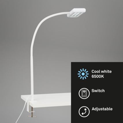 Brilo - LED Elastyczny Lampa stołowa z klipsem TRASNA LED/7,5W/230V biały