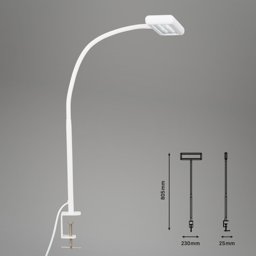Brilo - LED Elastyczny Lampa stołowa z klipsem TRASNA LED/7,5W/230V biały