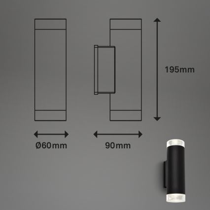 Brilo - LED Kinkiet zewnętrzny 2xGU10/4,7W/230V IP44 4000K czarny