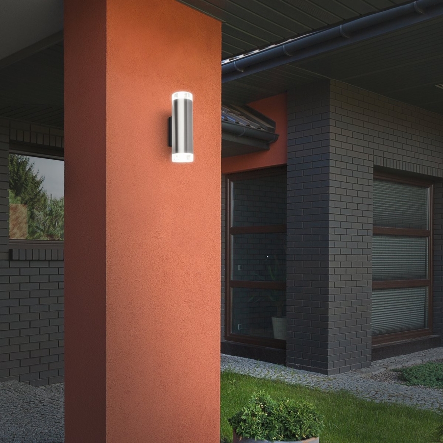 Brilo - LED Kinkiet zewnętrzny 2xGU10/4,7W/230V IP44 4000K matowy chrom