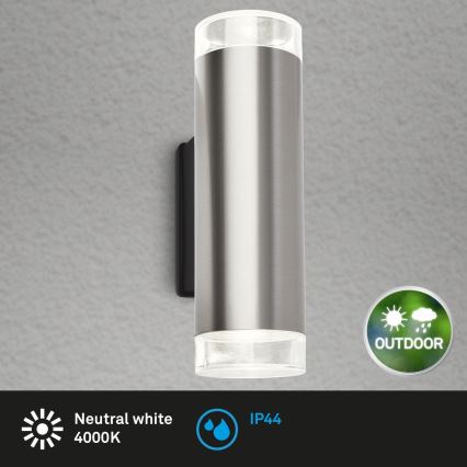 Brilo - LED Kinkiet zewnętrzny 2xGU10/4,7W/230V IP44 4000K matowy chrom