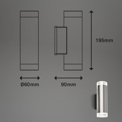 Brilo - LED Kinkiet zewnętrzny 2xGU10/4,7W/230V IP44 4000K matowy chrom