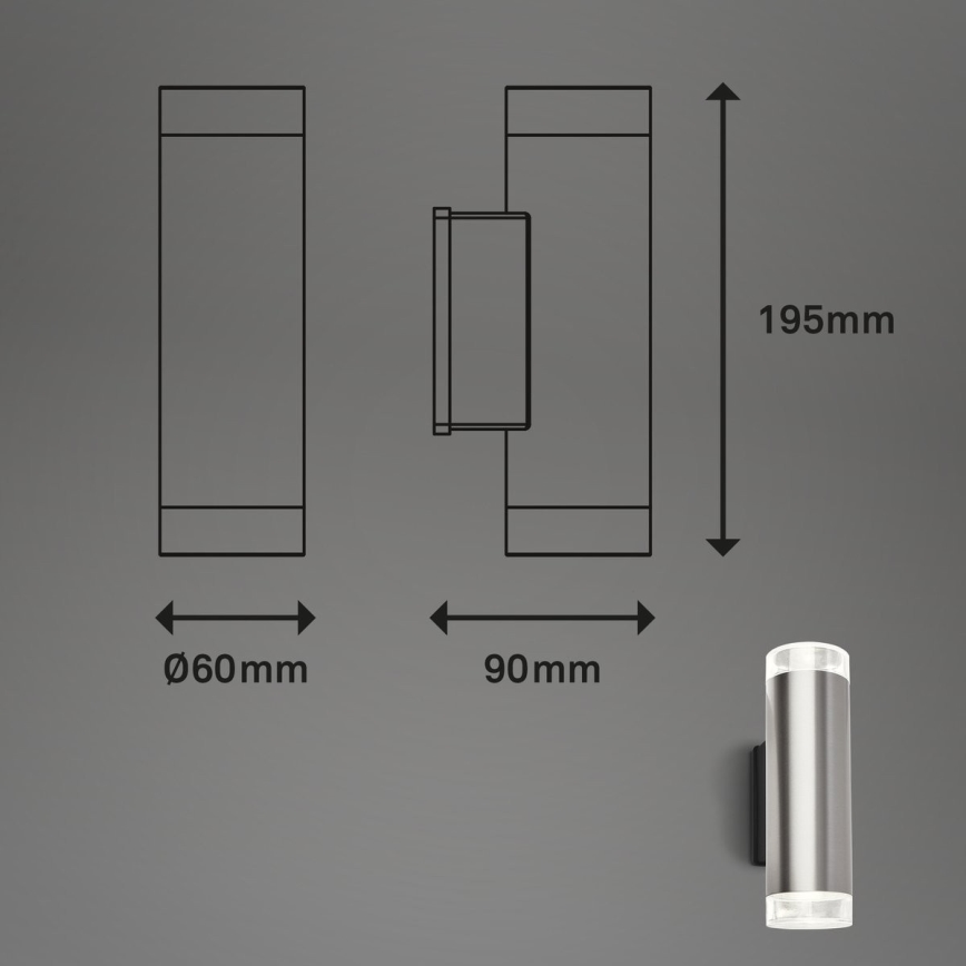 Brilo - LED Kinkiet zewnętrzny 2xGU10/4,7W/230V IP44 4000K matowy chrom