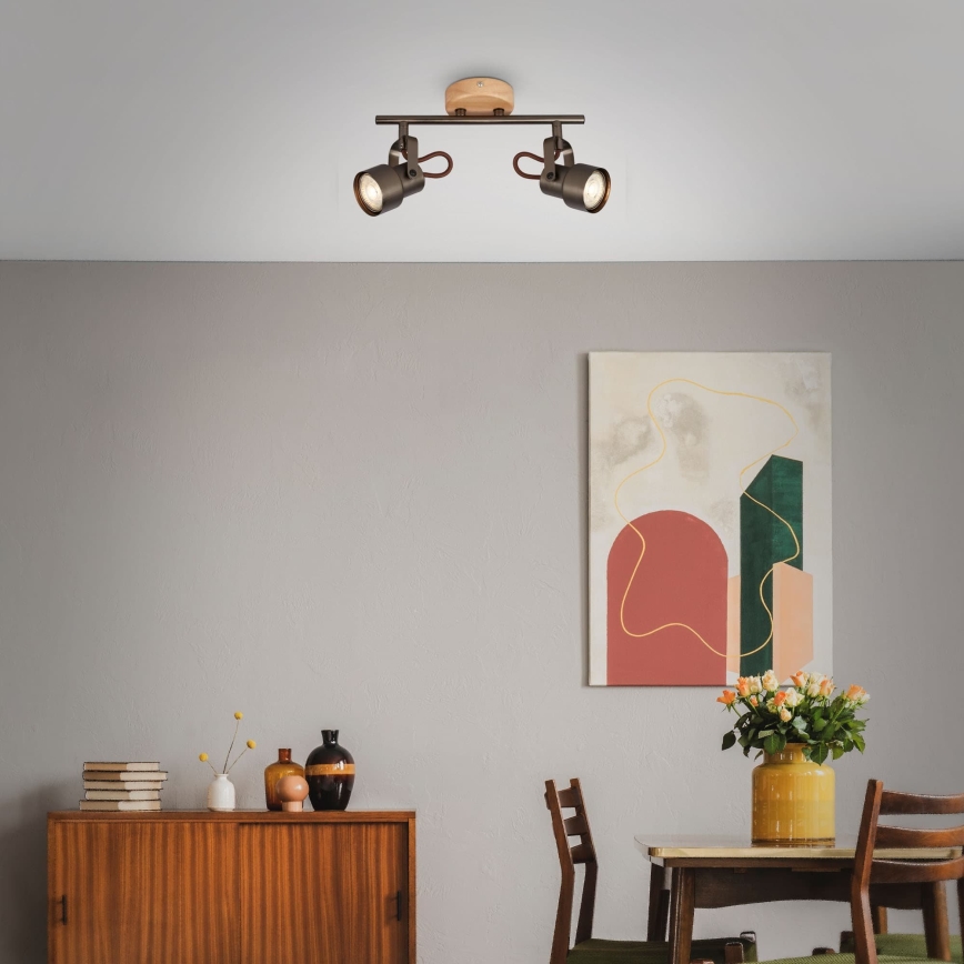Brilo - LED oprawa punktowa TAHUN 2xGU10/5W/230V brązowa
