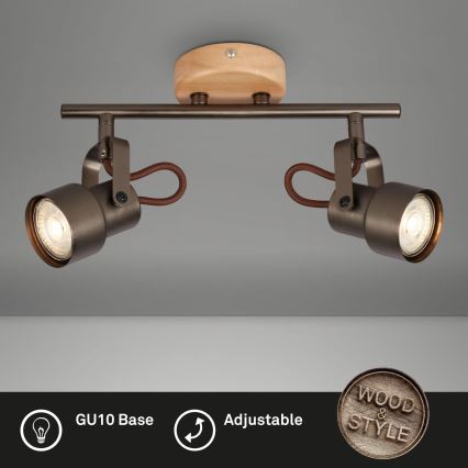 Brilo - LED oprawa punktowa TAHUN 2xGU10/5W/230V brązowa