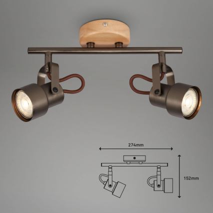 Brilo - LED oprawa punktowa TAHUN 2xGU10/5W/230V brązowa