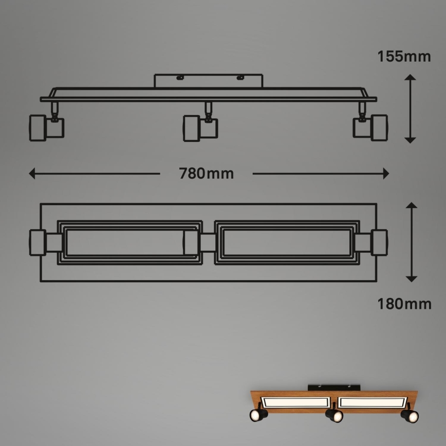 Brilo - LED Plafon LED/24W/230V + 3xGU10/9W 3000K