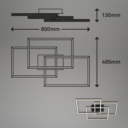 Brilo - LED Plafon ściemnialny FRAME LED/57W/230V 3000K czarny