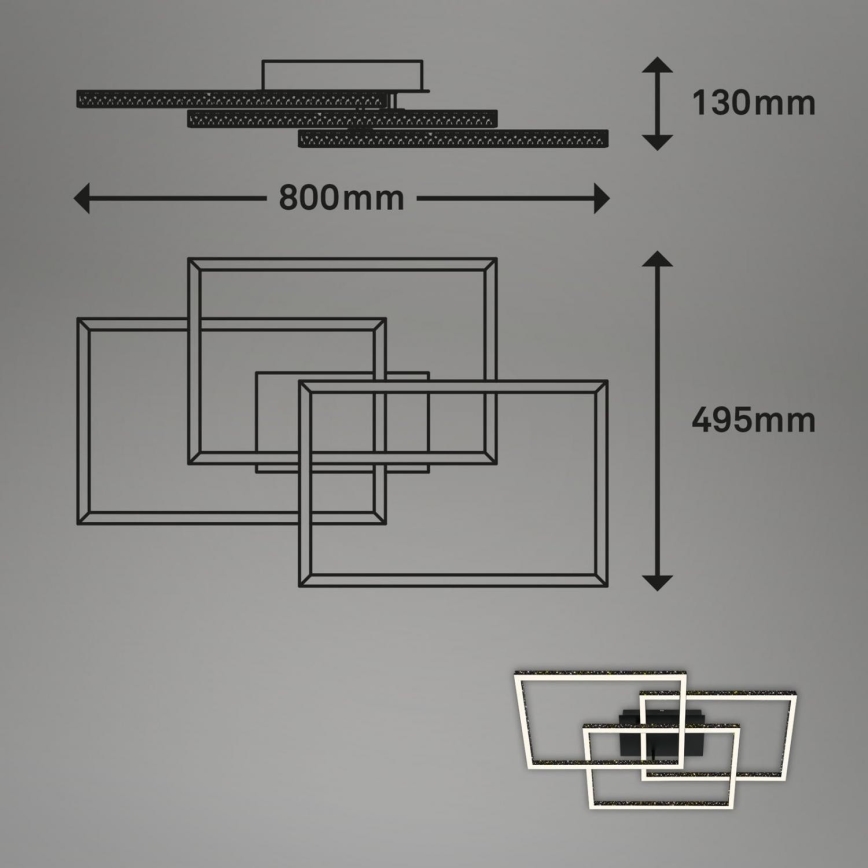 Brilo - LED Plafon ściemnialny FRAME LED/57W/230V 3000K czarny