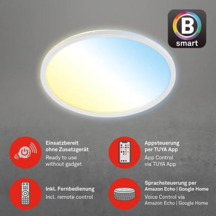 Brilo - LED Plafon ściemnialny SLIM LED/22W/230V 2700-6500K Wi-Fi Tuya + pilot zdalnego sterowania