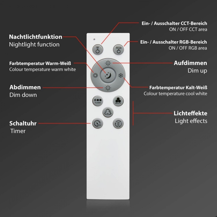 Brilo - LED RGB Plafon ściemnialny CENTRO LED/24W/230V 2700-6500K Wi-Fi Tuya + pilot zdalnego sterowania