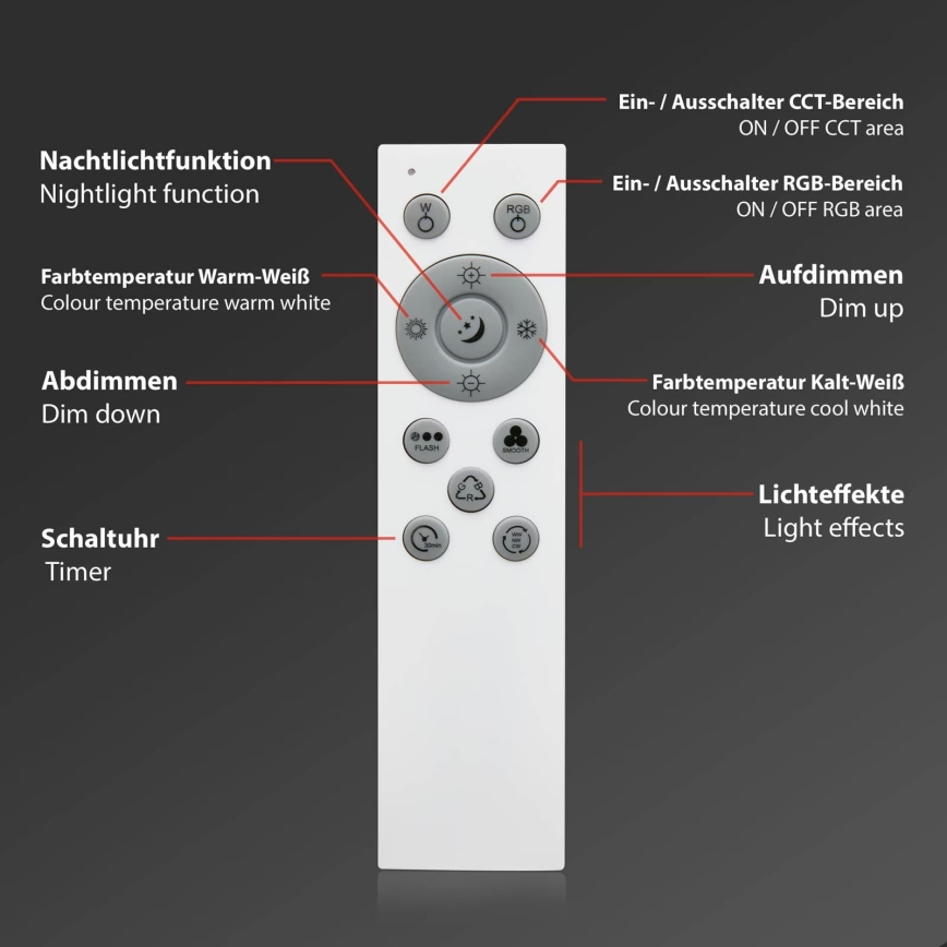 Brilo - LED RGB Plafon ściemnialny CENTRO LED/24W/230V 2700-6500K Wi-Fi Tuya + pilot zdalnego sterowania